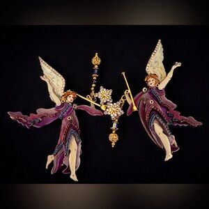 lunch at the Ritz Gold-Tone Purple Enamel Angel post Earrings